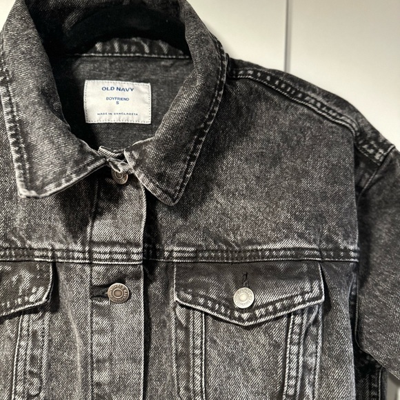 OLD NAVY BLACK ACID WASH BOYFRIEND DENIM JACKET - Picture 4 of 7